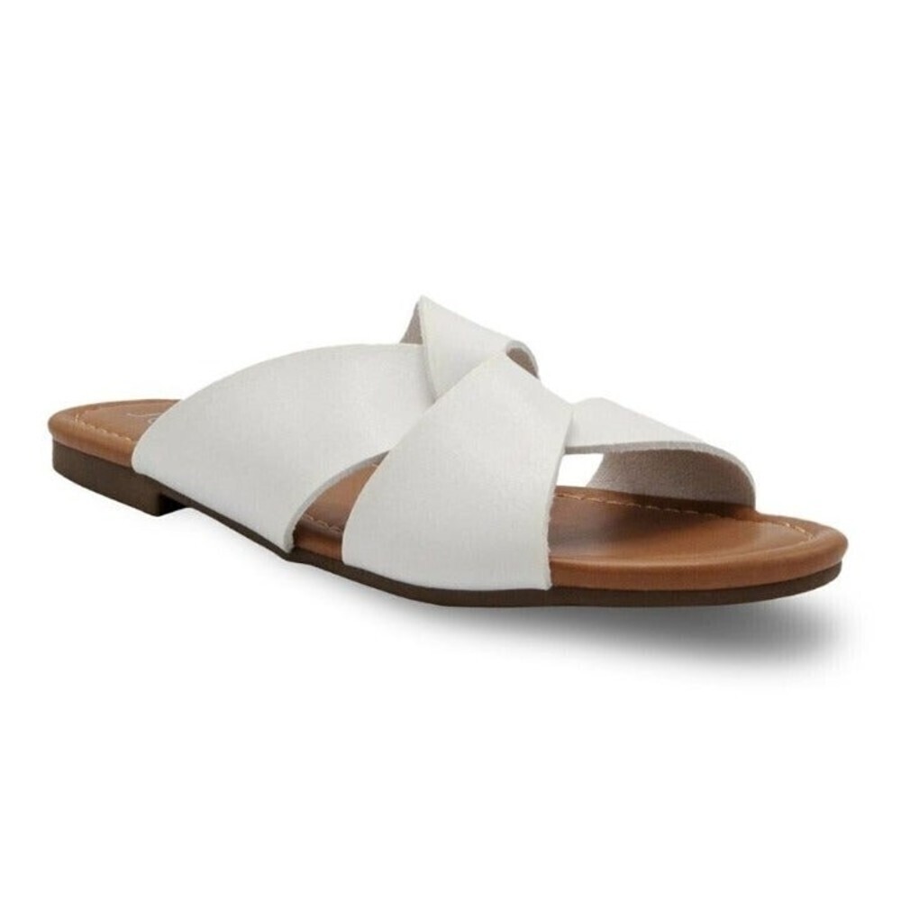 SUGAR SUGAR WOMENS OLENA KNOT SLIDE WHITE SIZE 6.5